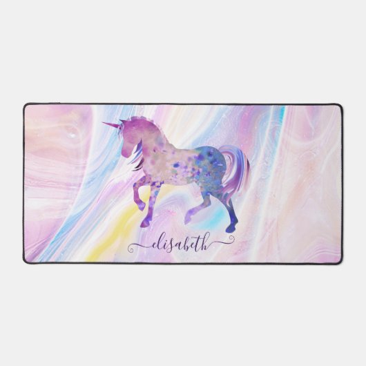 Eigen naam crème en meisjesachtig Paars en roze Un Bureaumat (Voorkant)