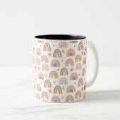 Eigen naam Cute Boho Rainbow Naadless Pattern Tweekleurige Koffiemok (Voorkant rechts)