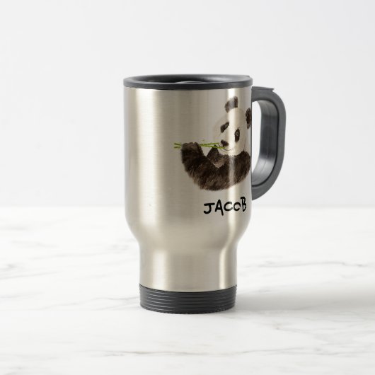 Eigen naam Cute Panda Waterverf Animal Reisbeker (Voorkant rechts)