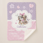 Eigen naam Cute Puppy girl in pastelwaterverf Sherpa Deken (Voorkant)