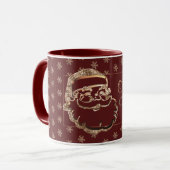 Eigen naam: Cute Santa Red Maroon Gold Kerstmis Mok (Voorkant links)