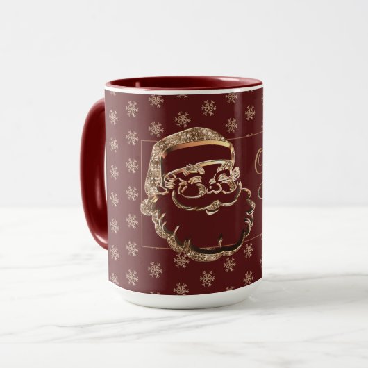 Eigen naam: Cute Santa Red Maroon Gold Kerstmis Mok (Voorkant links)