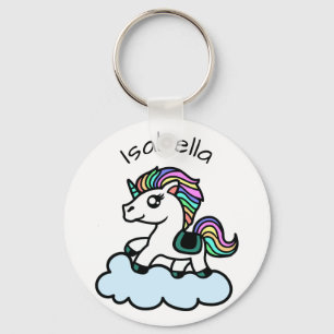 Eigen naam Cute Whimsical Unicorn Sleutelhanger