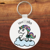 Eigen naam Cute Whimsical Unicorn Sleutelhanger (Voorkant)