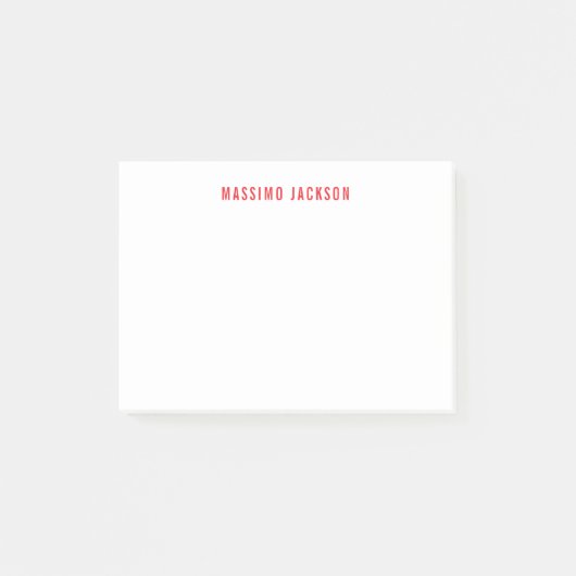 Eigen naam decoratieve chique effen eenvoudige roo post-it® notes (Voorkant)