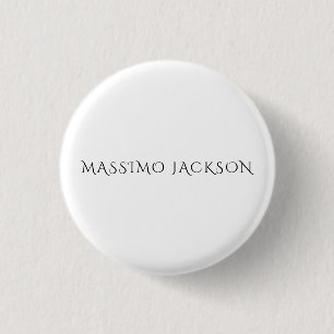 Eigen naam decoratieve chique effen eenvoudige zwa ronde button 3,2 cm