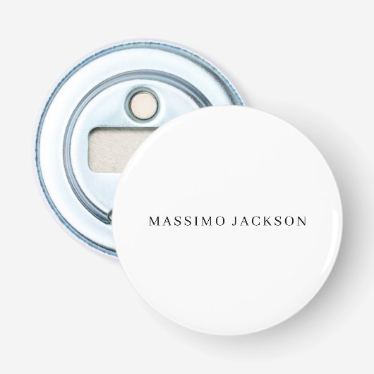 Eigen naam decoratieve chique gewone zwarte witte button flesopener (Voorkant)
