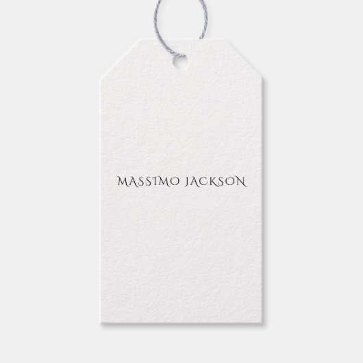 Eigen naam decoratieve chique gewone zwarte witte cadeaulabel (Voorkant)