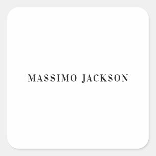 Eigen naam decoratieve minimalistische zwart-wit vierkante sticker