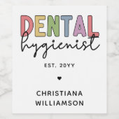 Eigen naam Dental Hygienist RDH-cadeautjes Wijn Etiket (Enkel label)