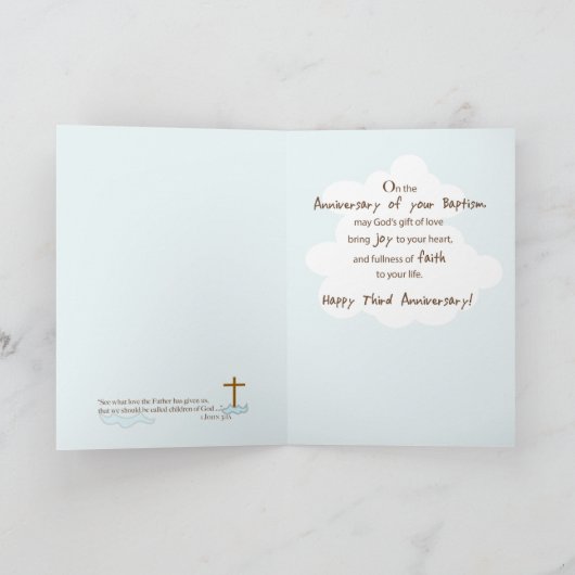 Eigen naam Derde Jubileum van Baptism Boy Ark Kaart (Binnen)