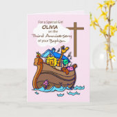 Eigen naam Derde Jubileum van Baptism Girl Ark Kaart (Gele Bloem)