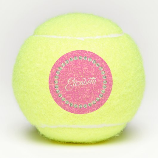 Eigen naam Diamond Illustratie Roze achtergrond Tennisballen (Voorkant)