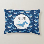 Eigen naam diepzee Blue Ocean Whale Patroon Accent Kussen (Achterkant)