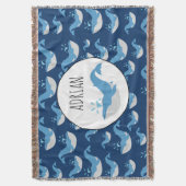 Eigen naam diepzee Blue Ocean Whale Patroon Deken (Voorkant Verticaal)