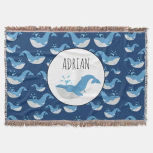 Eigen naam diepzee Blue Ocean Whale Patroon Deken