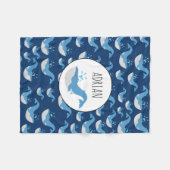 Eigen naam diepzee Blue Ocean Whale Patroon Fleece Deken (Voorkant (Horizontaal))