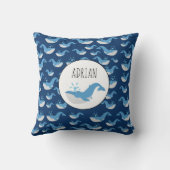 Eigen naam diepzee Blue Ocean Whale Patroon Kussen (Achterkant)