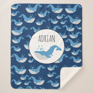Eigen naam diepzee Blue Ocean Whale Patroon Sherpa Deken