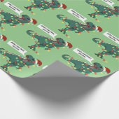 Eigen naam Dinosaur Merry kerstlampjes Kinder Cadeaupapier (Hoek)
