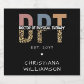 Eigen naam DPT Doctor in de Fysieke Therapie Cheet Sparkling Wijnetiket (Enkel label)