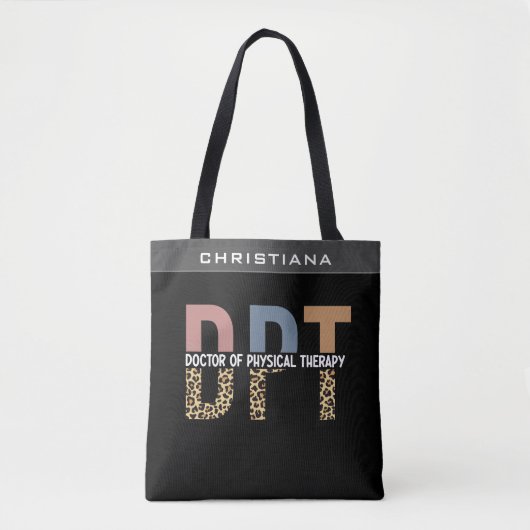 Eigen naam DPT Doctor in de Fysieke Therapie Cheet Tote Bag (Voorkant)