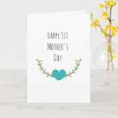 Eigen naam Eerste Moederdag Floral Heart Kaart (Gele Bloem)