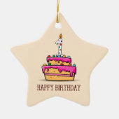 Eigen naam, eerste verjaardag, roze roze rokerrok keramisch ornament (Voorkant)