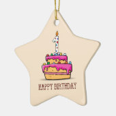 Eigen naam, eerste verjaardag, roze roze rokerrok keramisch ornament (Links)