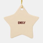 Eigen naam, eerste verjaardag, roze roze rokerrok keramisch ornament (Achterkant)