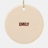 Eigen naam, eerste verjaardag, roze roze rokerrok keramisch ornament (Achterkant)