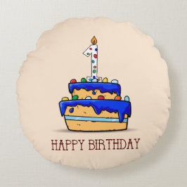 Eigen naam, eerste verjaardag, zoete blauwe cokes rond kussen