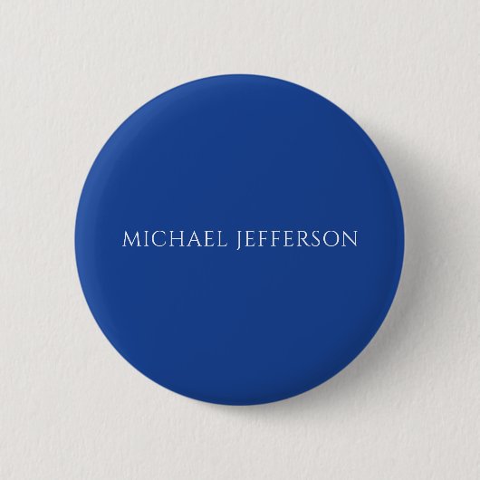 Eigen naam effen blauwe kleur gepersonaliseerd maa ronde button 5,7 cm (Voorkant)