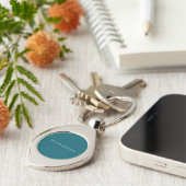 Eigen naam effen donker turquoise kleur gepersonal sleutelhanger (Zijkant)