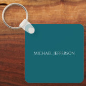 Eigen naam effen donker turquoise kleur gepersonal sleutelhanger (Voorkant)