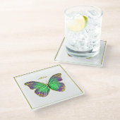 Eigen naam Emerald Butterfly Glass Onderzetter Glazen Onderzetter (Schuin)