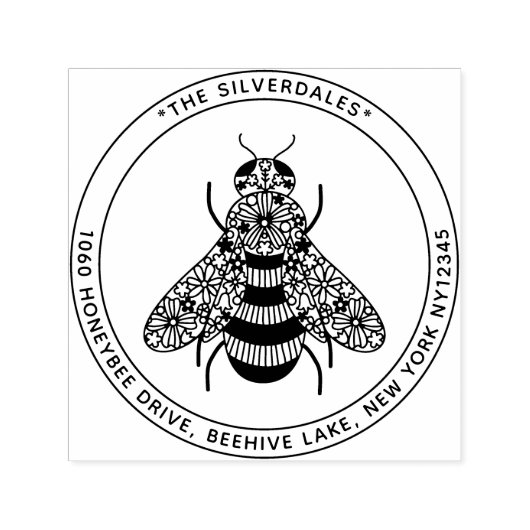 Eigen naam en adres honingbijen Zelfinkend stempel (Design)