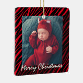 Eigen naam en foto met rode Zebra kerst Keramisch Ornament (Rechts)