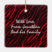 Eigen naam en foto met rode Zebra kerst Keramisch Ornament (Achterkant)
