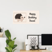 Eigen naam en geboortedag Egel Cartoon Dier Poster (Thuiskantoor)