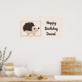 Eigen naam en geboortedag Egel Cartoon Dier Poster (Keuken)