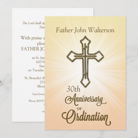 Eigen naam en jaar, 30e Jubileum van Ordinatio Kaart (Voorkant / Achterkant)