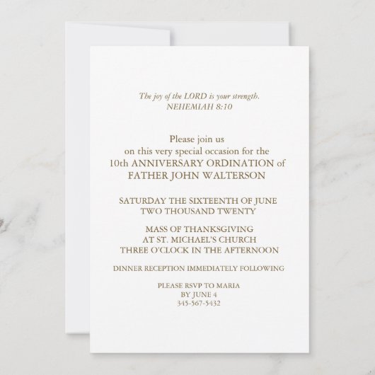 Eigen naam en jaar, 70e Jubileum van Ordinatio Kaart (Achterkant)