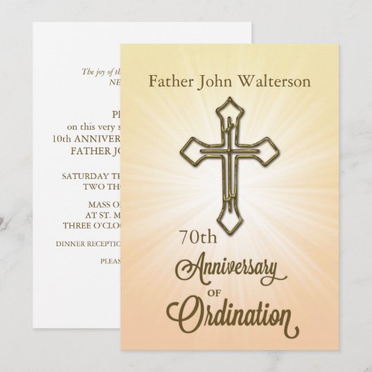 Eigen naam en jaar, 70e Jubileum van Ordinatio Kaart (Voorkant / Achterkant)