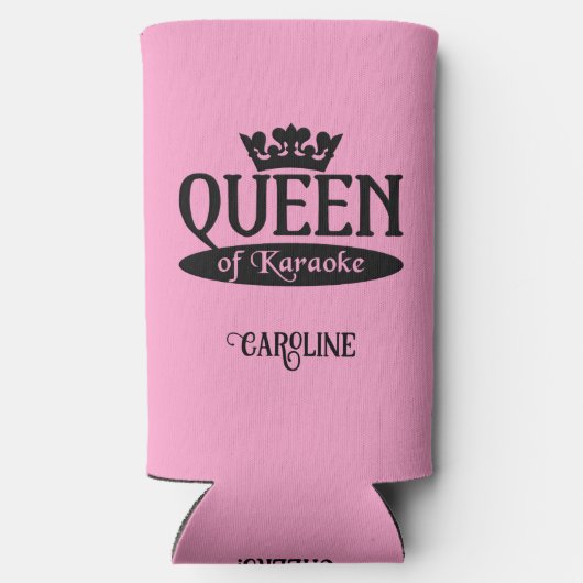 Eigen naam en kleurkoningin van Karaoke Seltzer Blikjeskoeler (Achterkant)