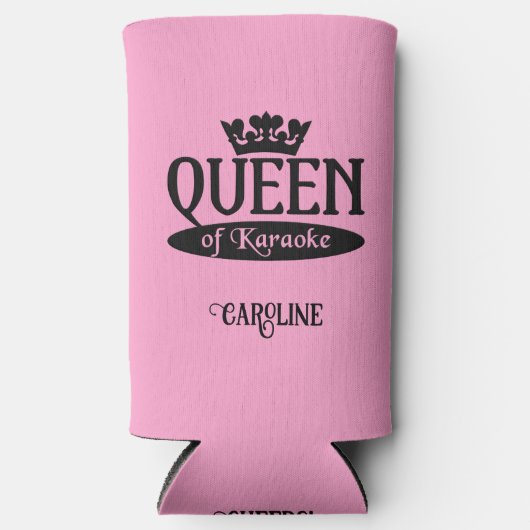 Eigen naam en kleurkoningin van Karaoke Seltzer Blikjeskoeler (Voorkant)