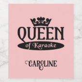 Eigen naam en kleurkoningin van Karaoke Wijn Etiket (Enkel label)