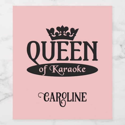 Eigen naam en kleurkoningin van Karaoke Wijn Etiket (Enkel label)
