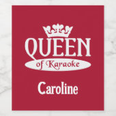 Eigen naam en kleurkoningin van Karaoke Wijn Etiket (Enkel label)