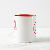 Eigen naam en monogrammen Santa Hat Red Tweekleurige Koffiemok (Center)